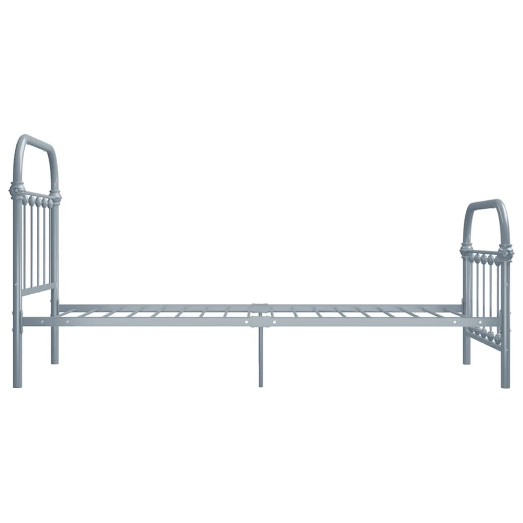 284504 vidaXL Bed Frame without Mattress Grey Metal 90x200 cm