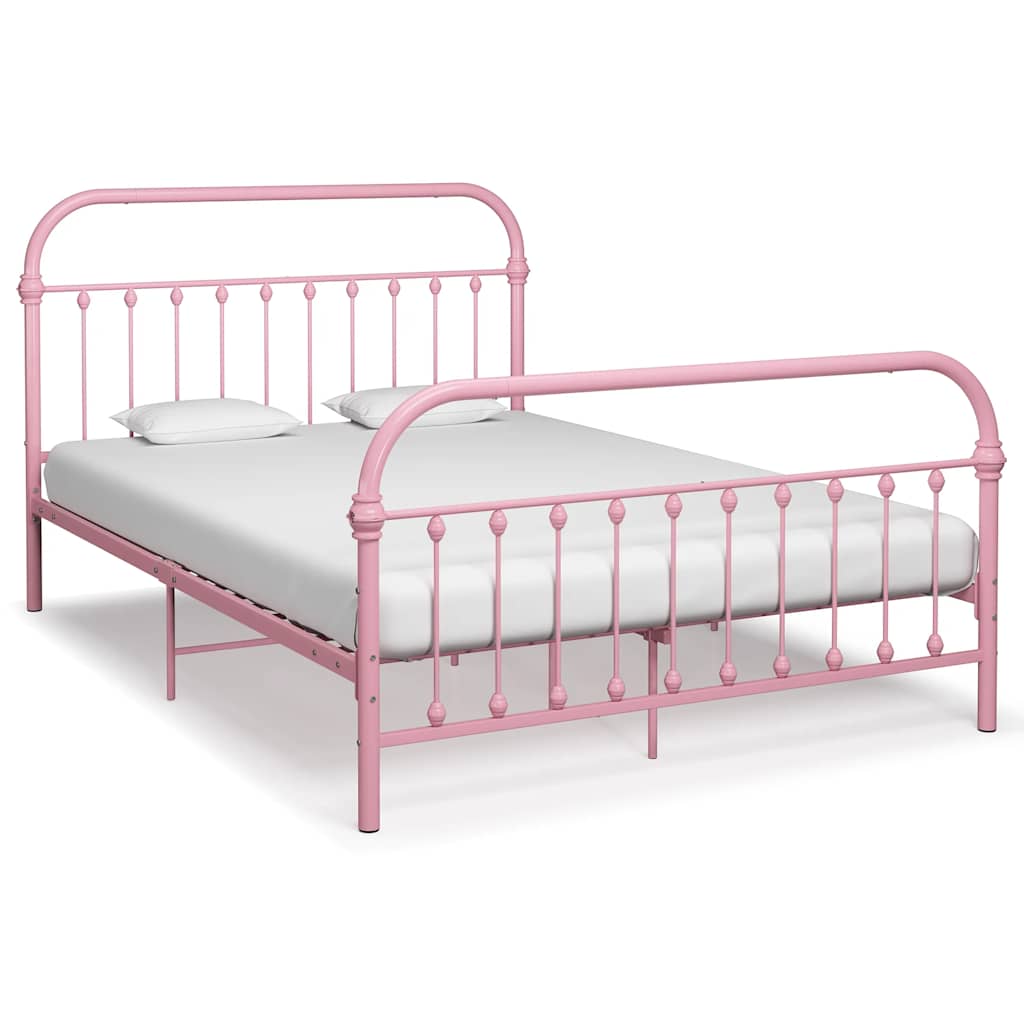284512 vidaXL Bed Frame without Mattress Pink Metal 120x200 cm