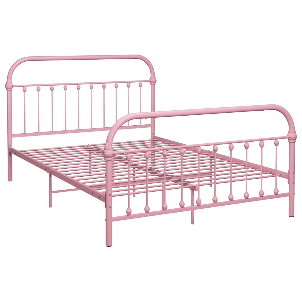 284513 vidaXL Bed Frame without Mattress Pink Metal 140x200 cm