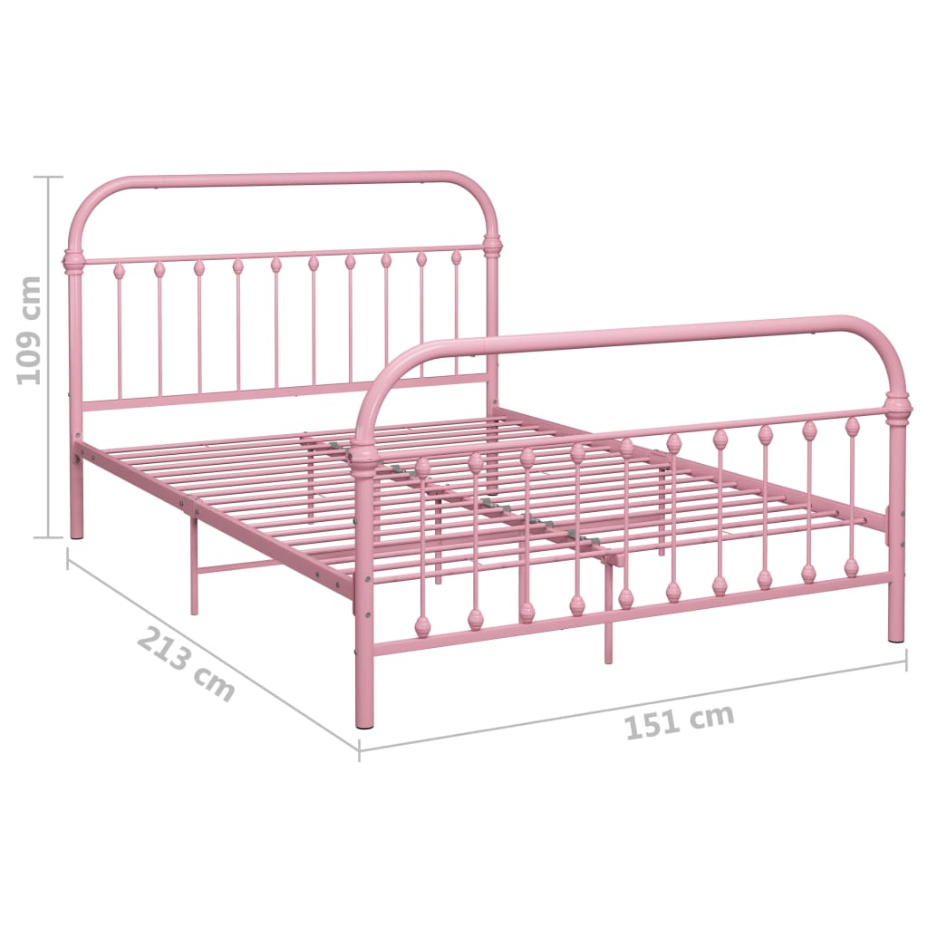 284513 vidaXL Bed Frame without Mattress Pink Metal 140x200 cm