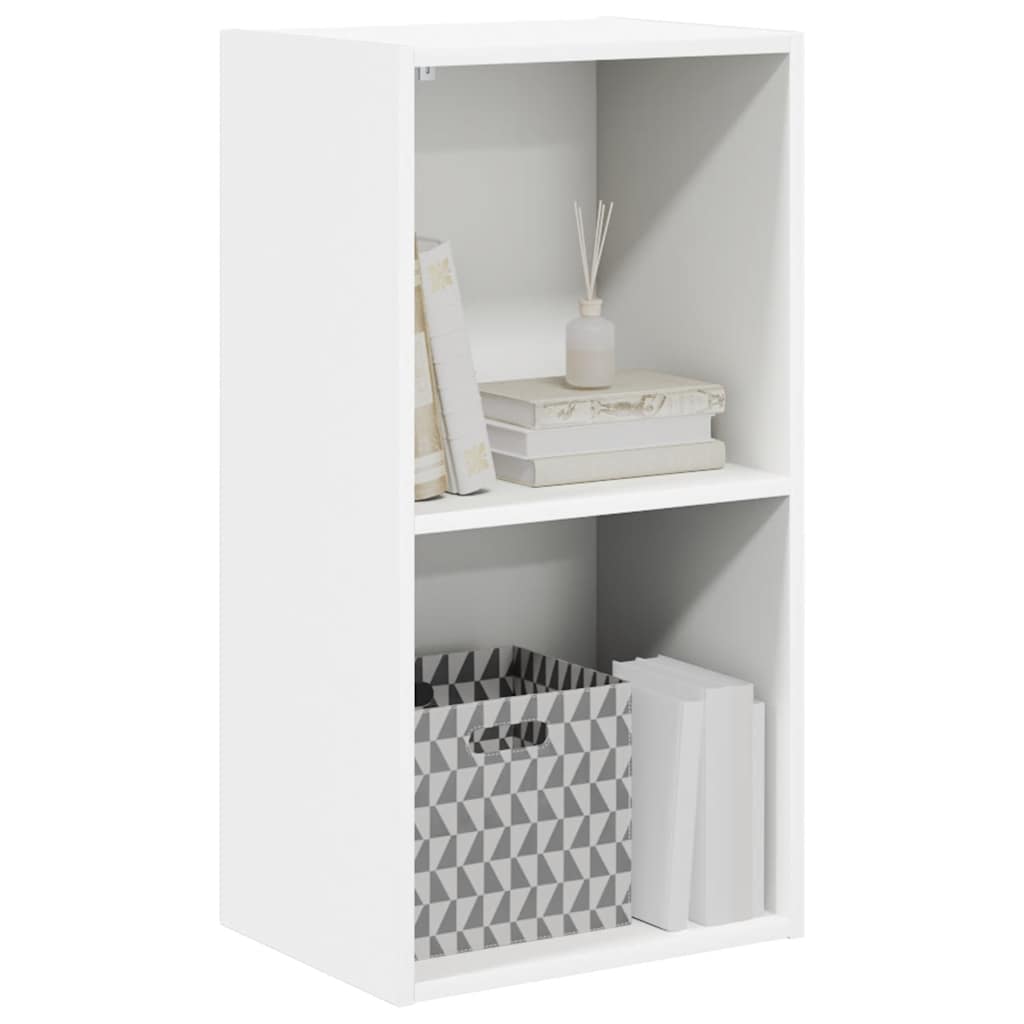 2-Tier Book Cabinet White 40x30x76.5 cm Engineered Wood