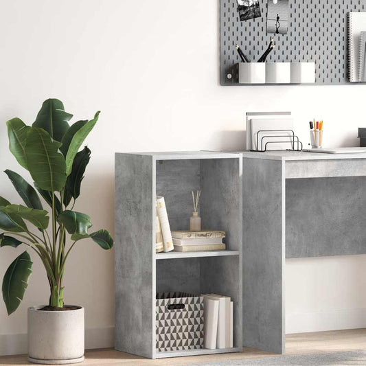 2-Tier Book Cabinet Concrete Grey 40x30x76.5 cm Engineered Wood