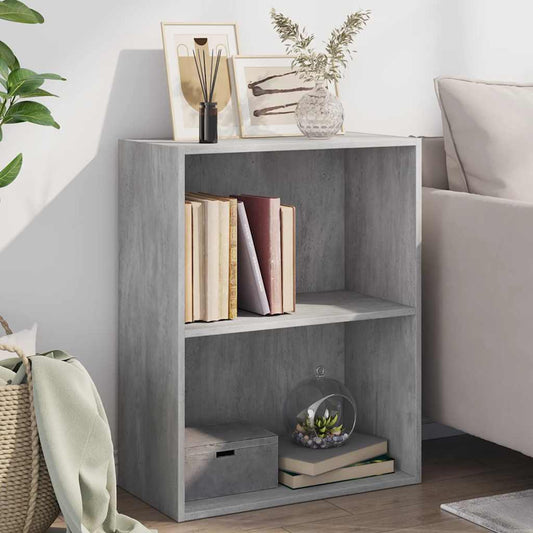 2-Tier Book Cabinet Concrete Grey 60x30x76.5 cm Engineered Wood