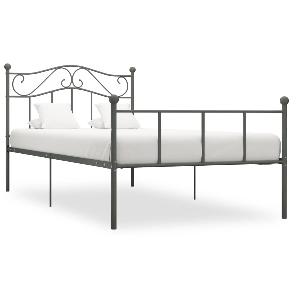 284531 vidaXL Bed Frame without Mattress Grey Metal 100x200 cm