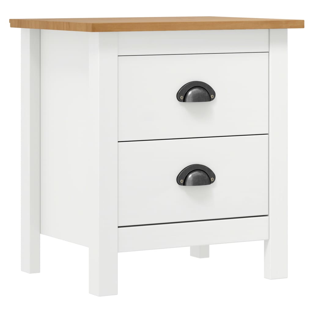 Bedside Cabinet Hill White 46x35x49.5 cm Solid Pine Wood