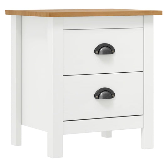Bedside Cabinet Hill White 46x35x49.5 cm Solid Pine Wood