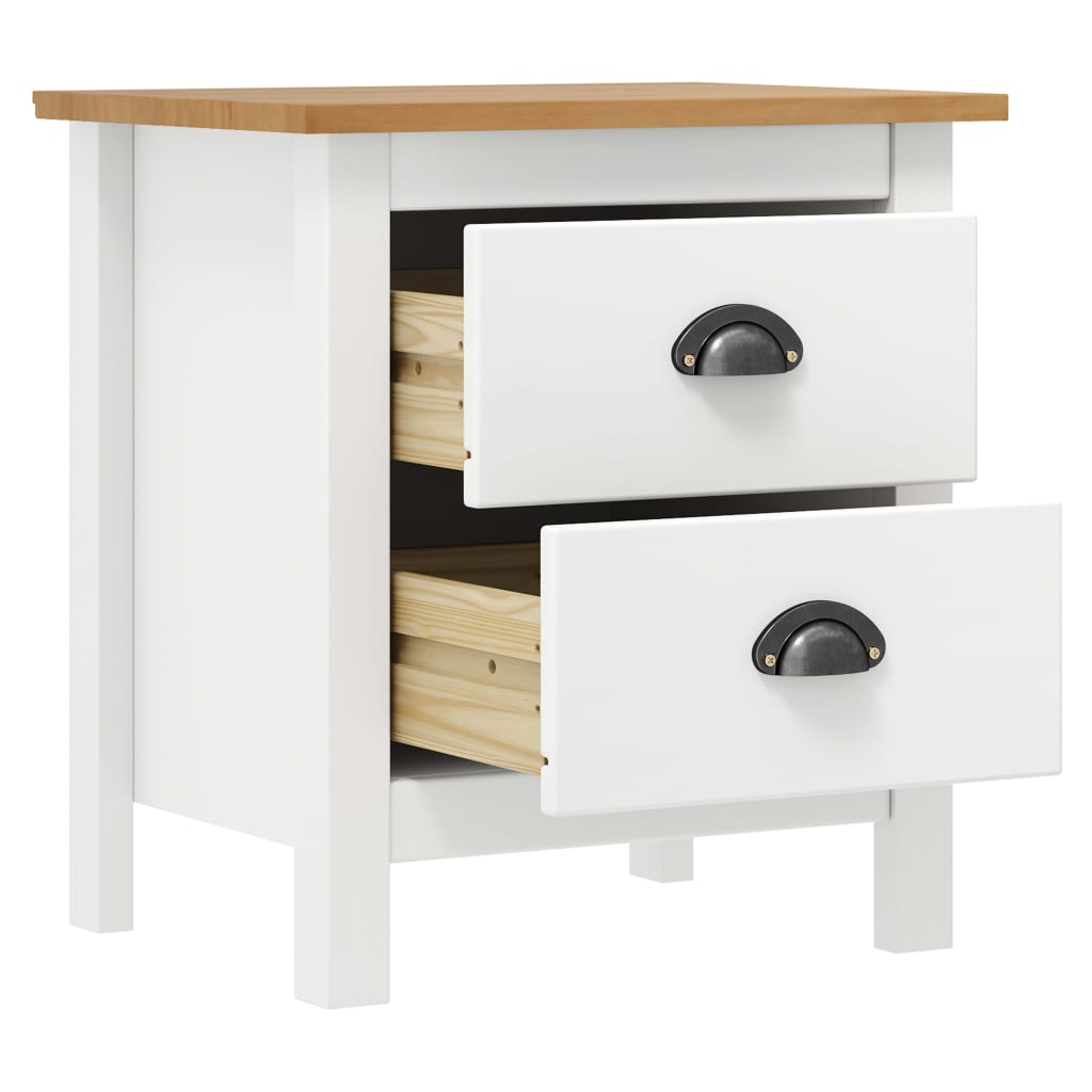 Bedside Cabinet Hill 2 pcs White 46x35x49.5 cm Solid Pine Wood