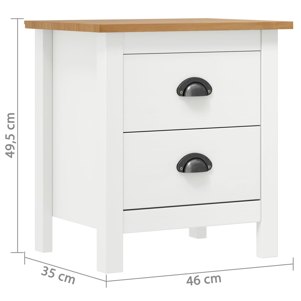 Bedside Cabinet Hill 2 pcs White 46x35x49.5 cm Solid Pine Wood