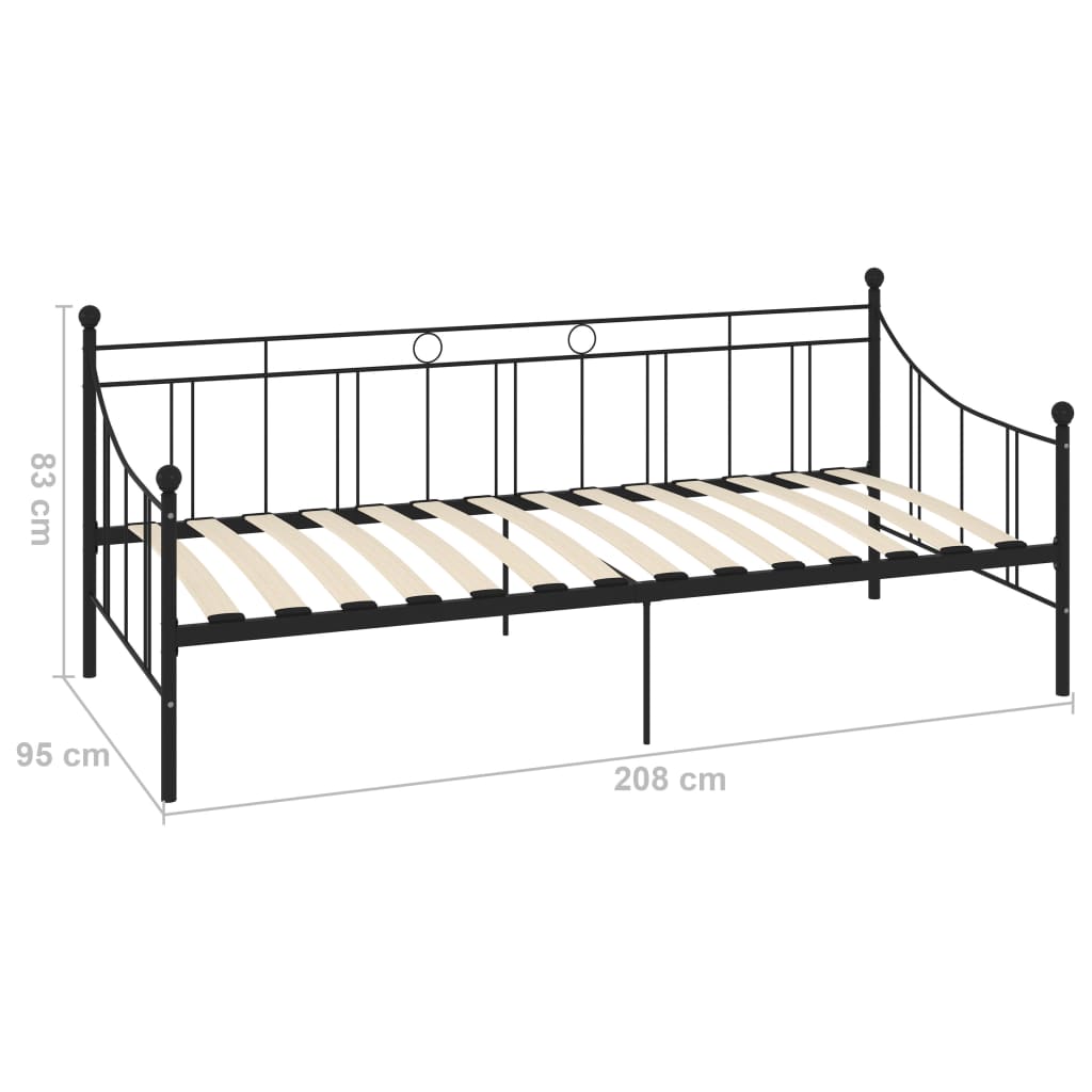 284669 vidaXL DayBed Frame without Mattress Black Metal 90x200 cm