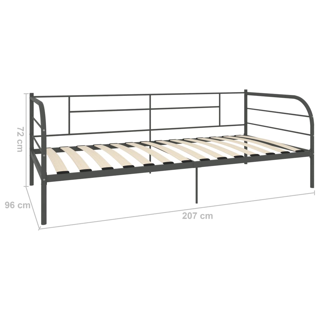 284674 vidaXL DayBed Frame without Mattress Grey Metal 90x200 cm