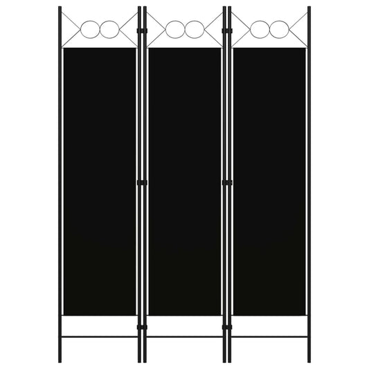 3-Panel Room Divider Black 120x180 cm