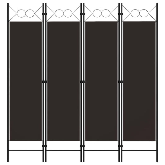 4-Panel Room Divider Brown 160x180 cm