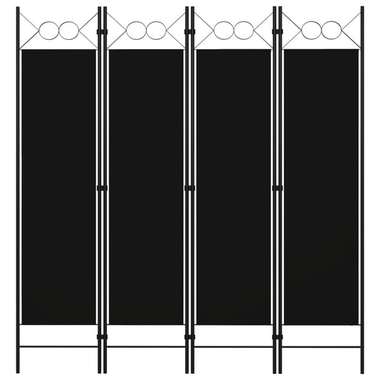 4-Panel Room Divider Black 160x180 cm