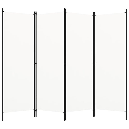 4-Panel Room Divider White 200x180 cm