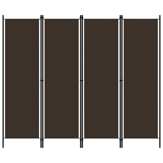 4-Panel Room Divider Brown 200x180 cm