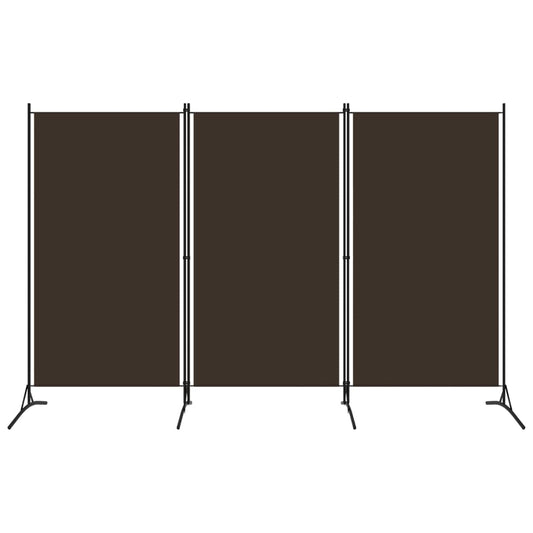 3-Panel Room Divider Brown 260x180 cm