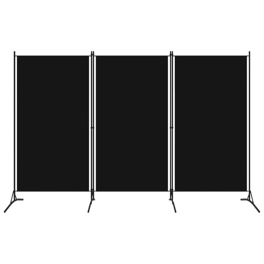3-Panel Room Divider Black 260x180 cm