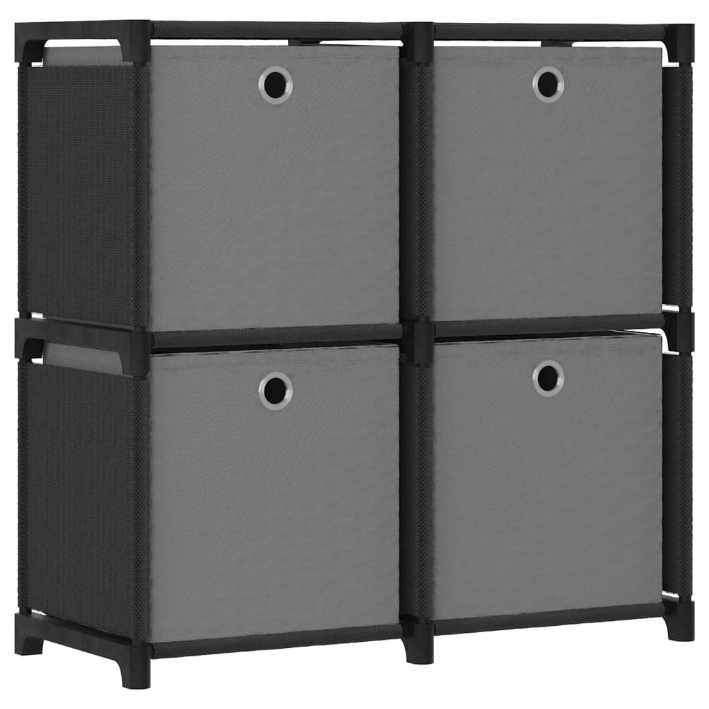 4-Cube Display Shelf with Boxes Black 69x30x72.5 cm Fabric