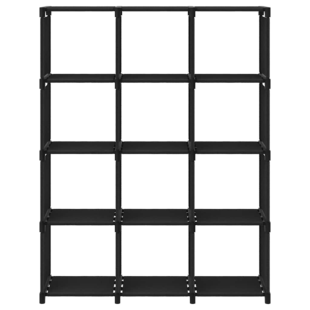 12-Cube Display Shelf Black 103x30x141 cm Fabric