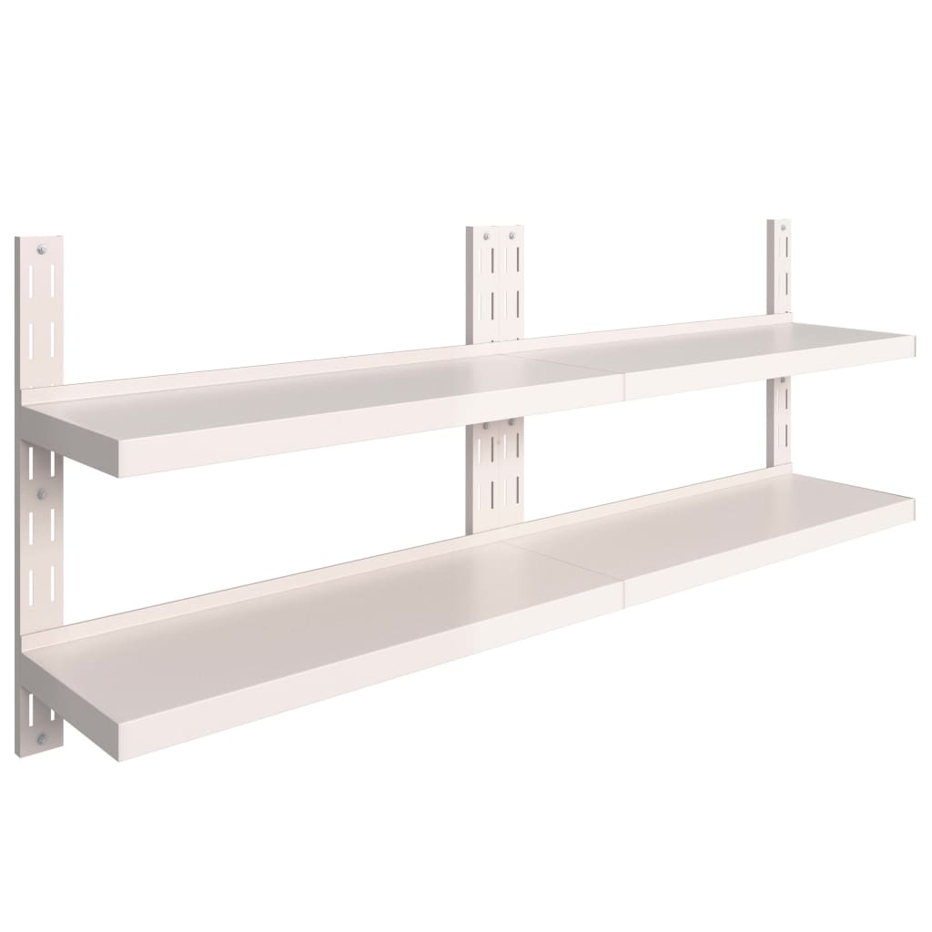2-Tier Floating Wall Shelves 2 pcs Stainless Steel 200x30 cm