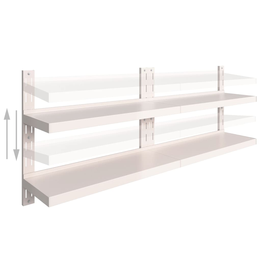 2-Tier Floating Wall Shelves 2 pcs Stainless Steel 200x30 cm