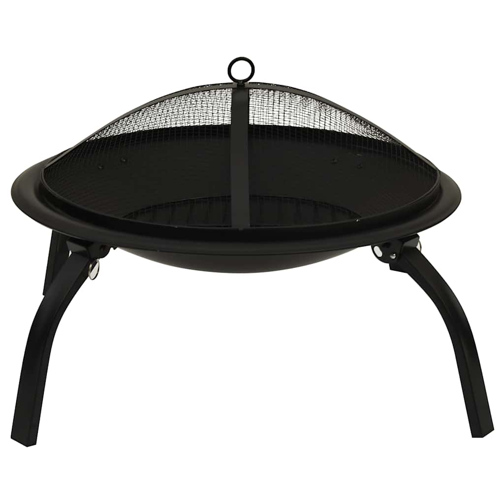 2-in-1 Fire Pit and BBQ with Poker 56x56x49 cm Steel