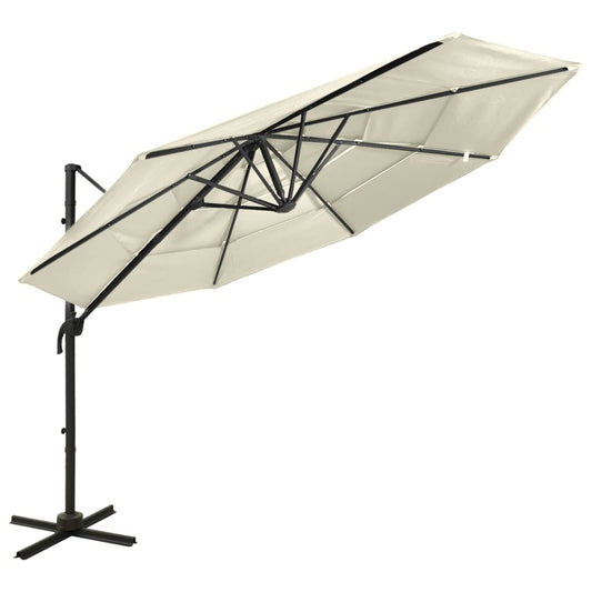 4-Tier Garden Parasol with Aluminium Pole Sand 3x3 m