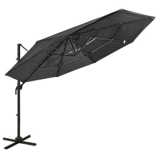 4-Tier Garden Parasol with Aluminium Pole Anthracite 3x3 m