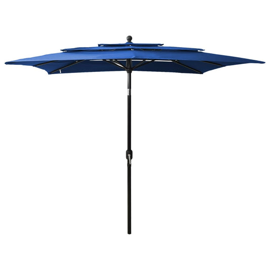 3-Tier Garden Parasol with Aluminium Pole Azure Blue 2.5x2.5 m