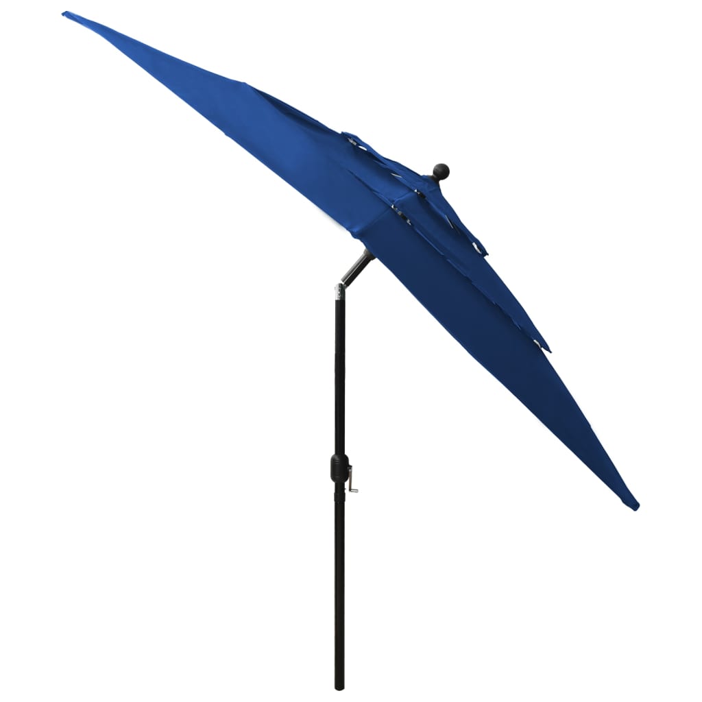 3-Tier Garden Parasol with Aluminium Pole Azure Blue 2.5x2.5 m