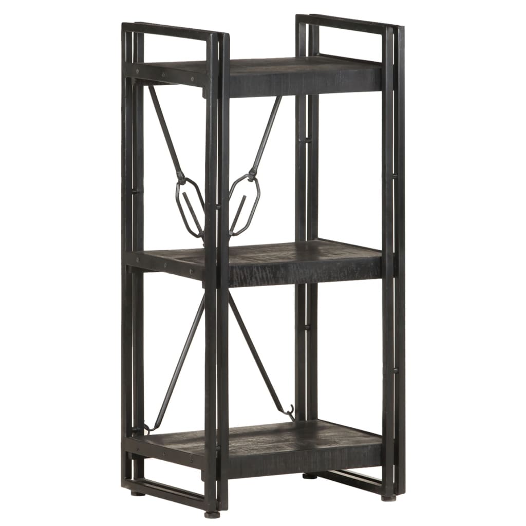 3-Tier Bookcase Black 40x30x80 cm Solid Mango Wood