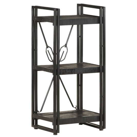 3-Tier Bookcase Black 40x30x80 cm Solid Mango Wood