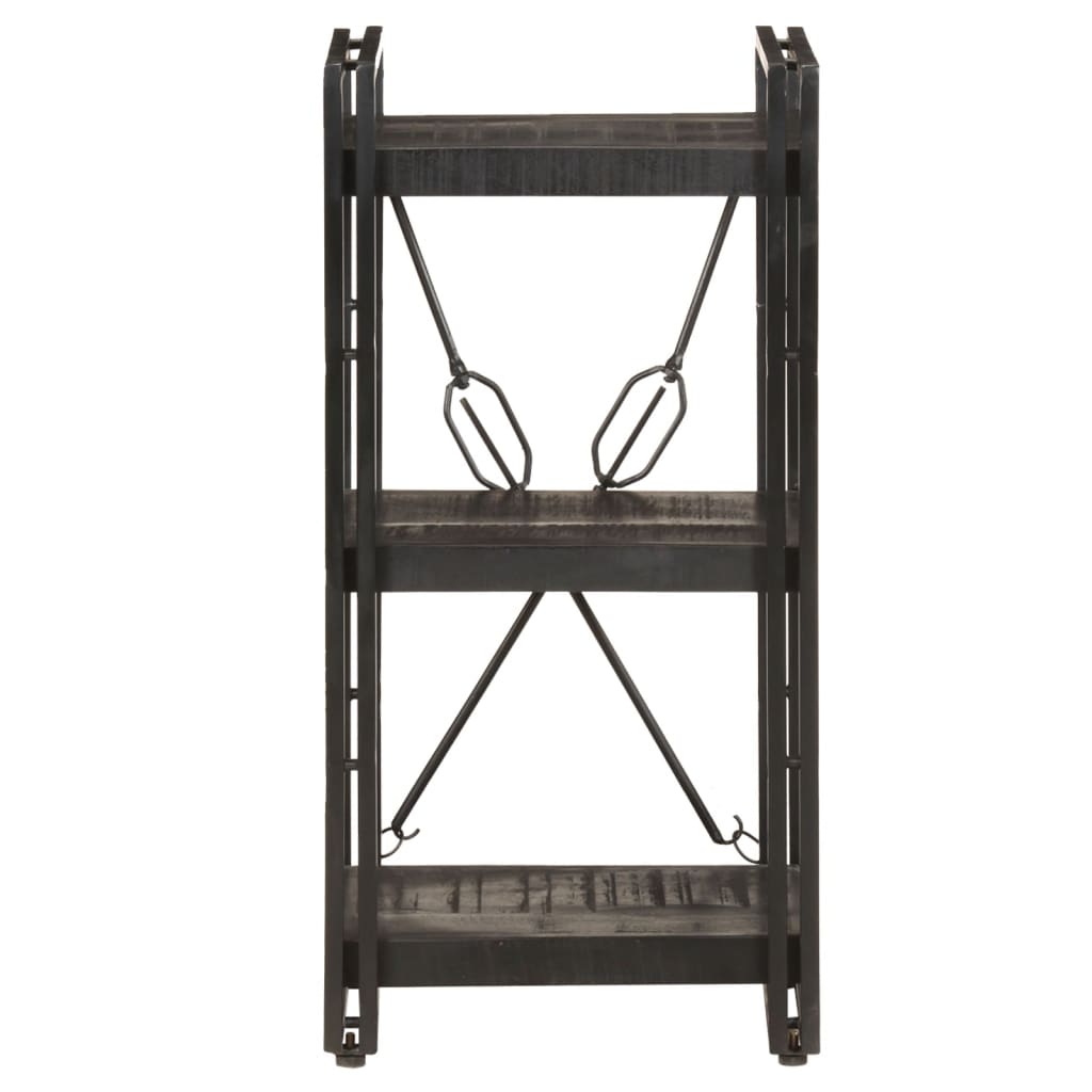 3-Tier Bookcase Black 40x30x80 cm Solid Mango Wood