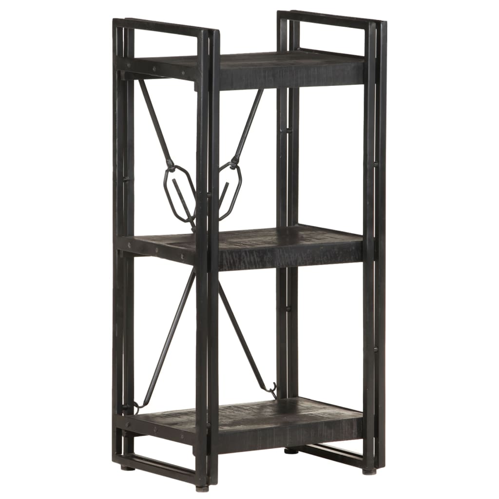 3-Tier Bookcase Black 40x30x80 cm Solid Mango Wood