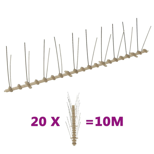 2-row Plastic Bird & Pigeon Spikes Set of 20 10 m