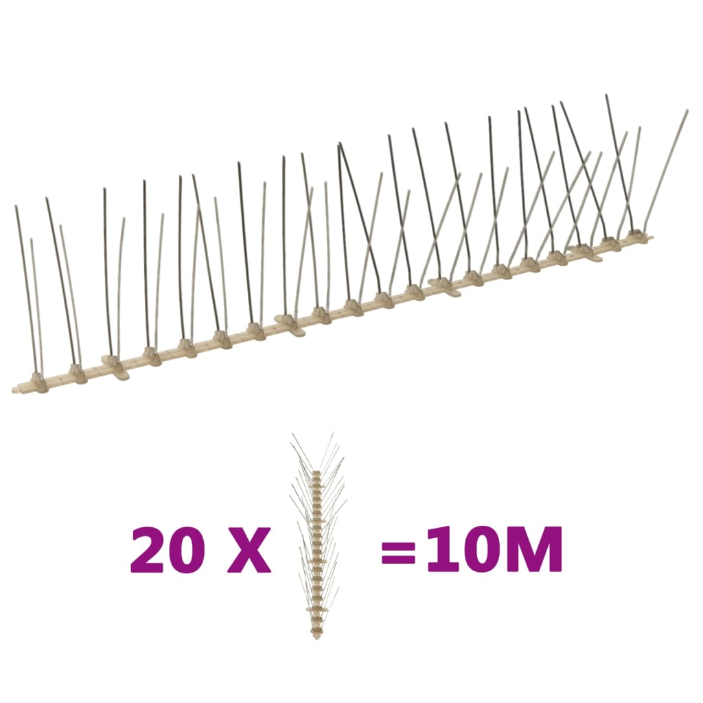 4-row Plastic Bird & Pigeon Spikes Set of 20 10 m
