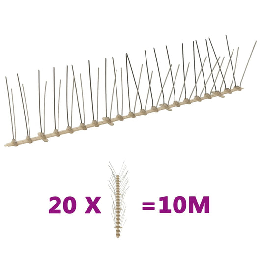 4-row Plastic Bird & Pigeon Spikes Set of 20 10 m