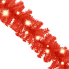 Christmas Garland with LED Lights 10 m Red