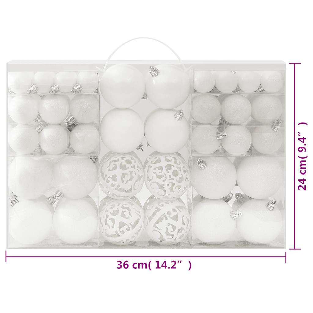 100 Piece Christmas Ball Set White