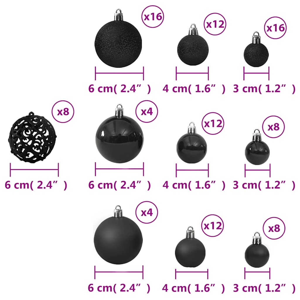 100 Piece Christmas Ball Set Black
