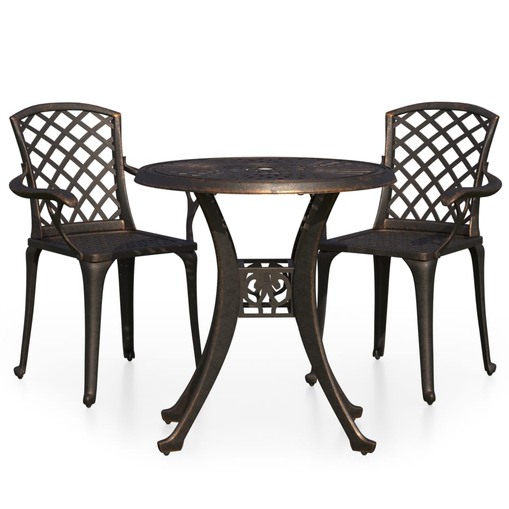 3 Piece Bistro Set Cast Aluminium Bronze