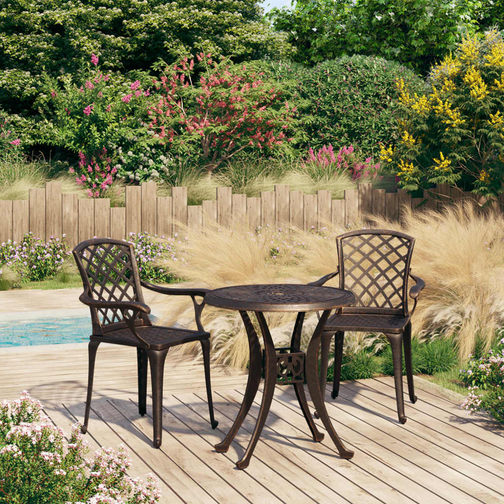 3 Piece Bistro Set Cast Aluminium Bronze
