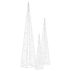 Acrylic Decorative LED Light Cone Set Cold White 30/45/60cm