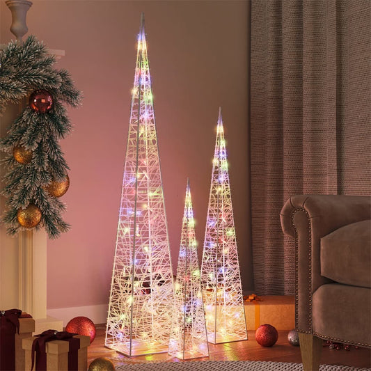 Acrylic Decorative LED Light Cone Set Multicolour 60/90/120cm