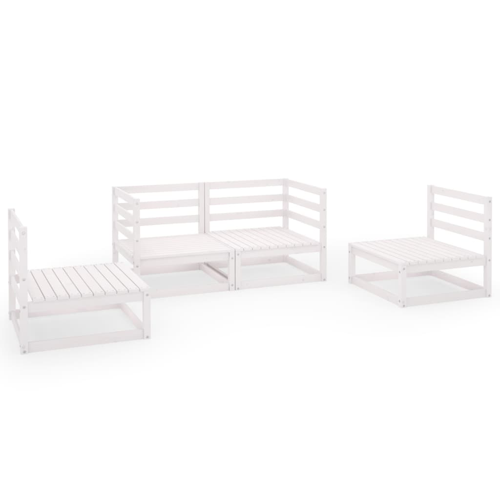 4 Piece Garden Lounge Set White Solid Wood Pine
