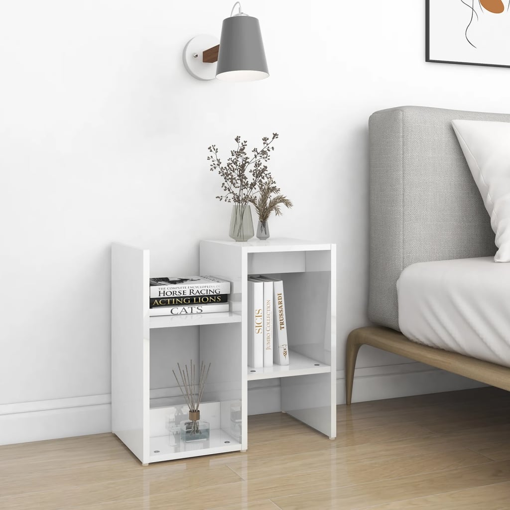 Bedside Cabinet High Gloss White 50x30x51.5 cm Engineered Wood