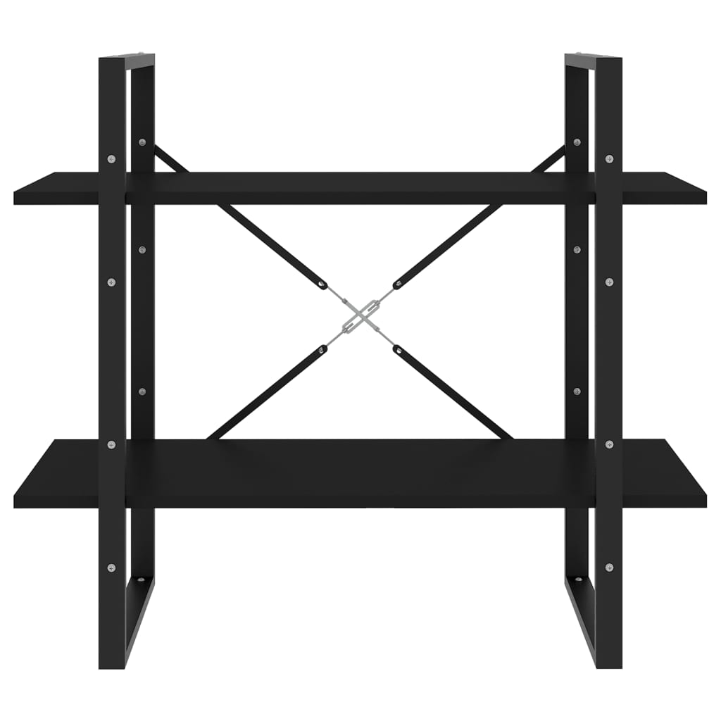 2-Tier Book Cabinet Black 80x30x70 cm Engineered Wood