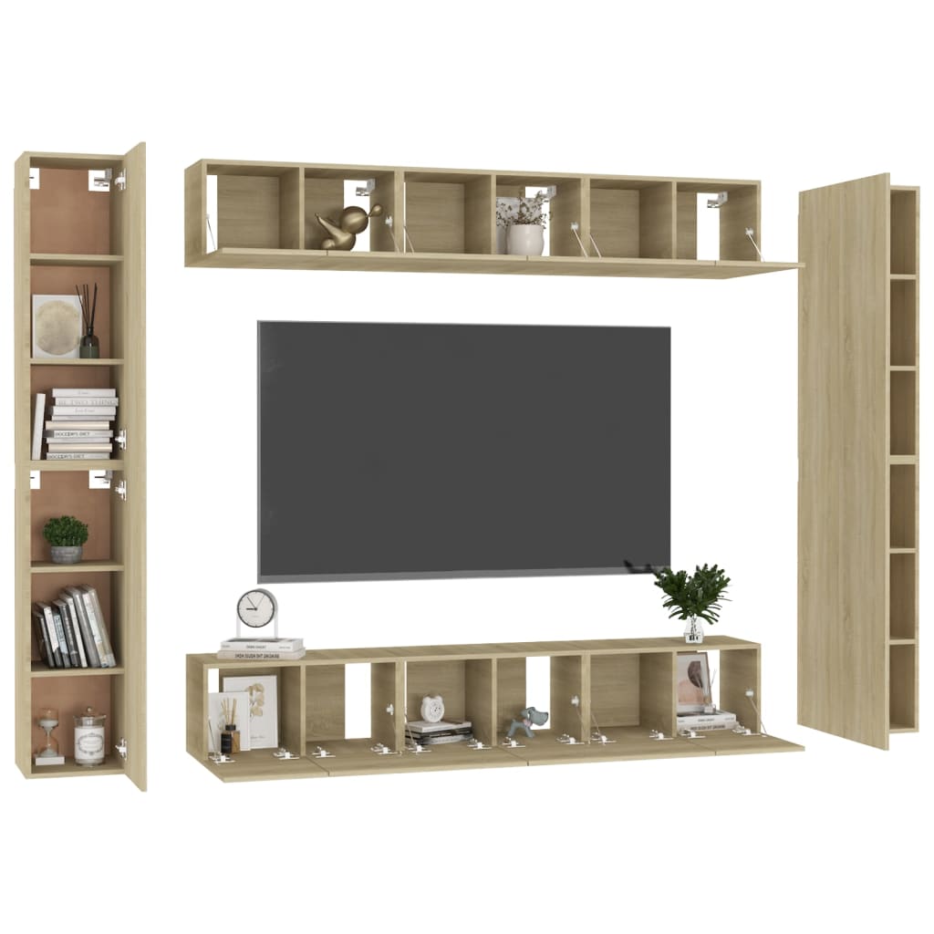 10 Piece TV Cabinet Set Sonoma Oak Engineered Wood