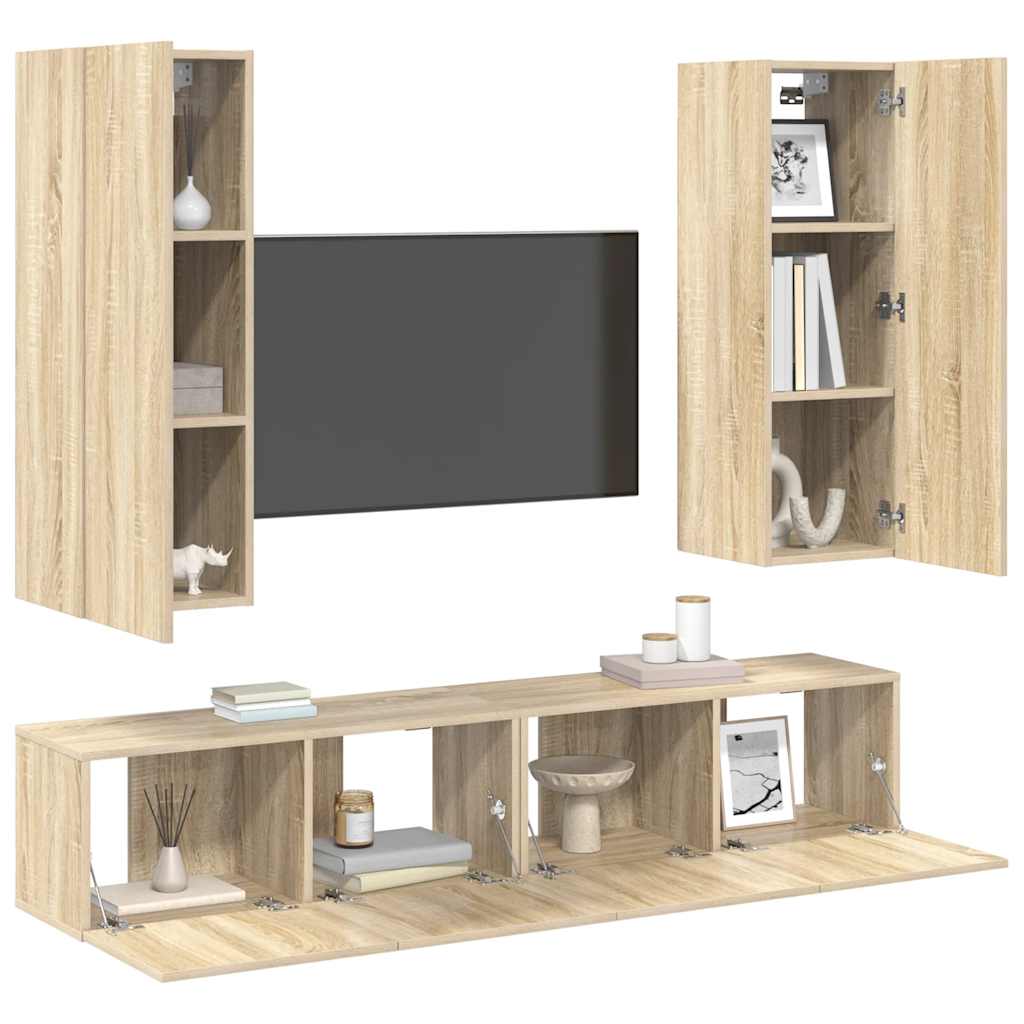 4 Piece TV Cabinet Set Sonoma Oak Engineered Wood