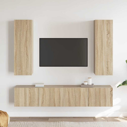 4 Piece TV Cabinet Set Sonoma Oak Engineered Wood